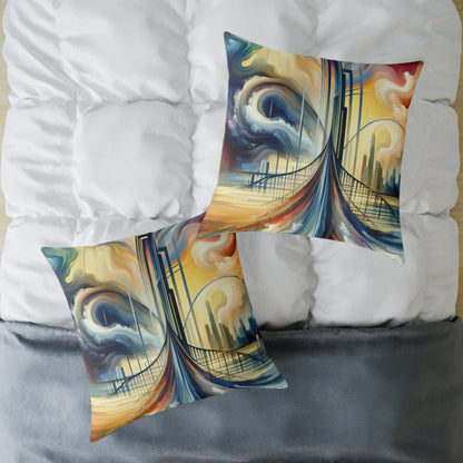 Conscious Bridge Tachism Spun Polyester Pillow