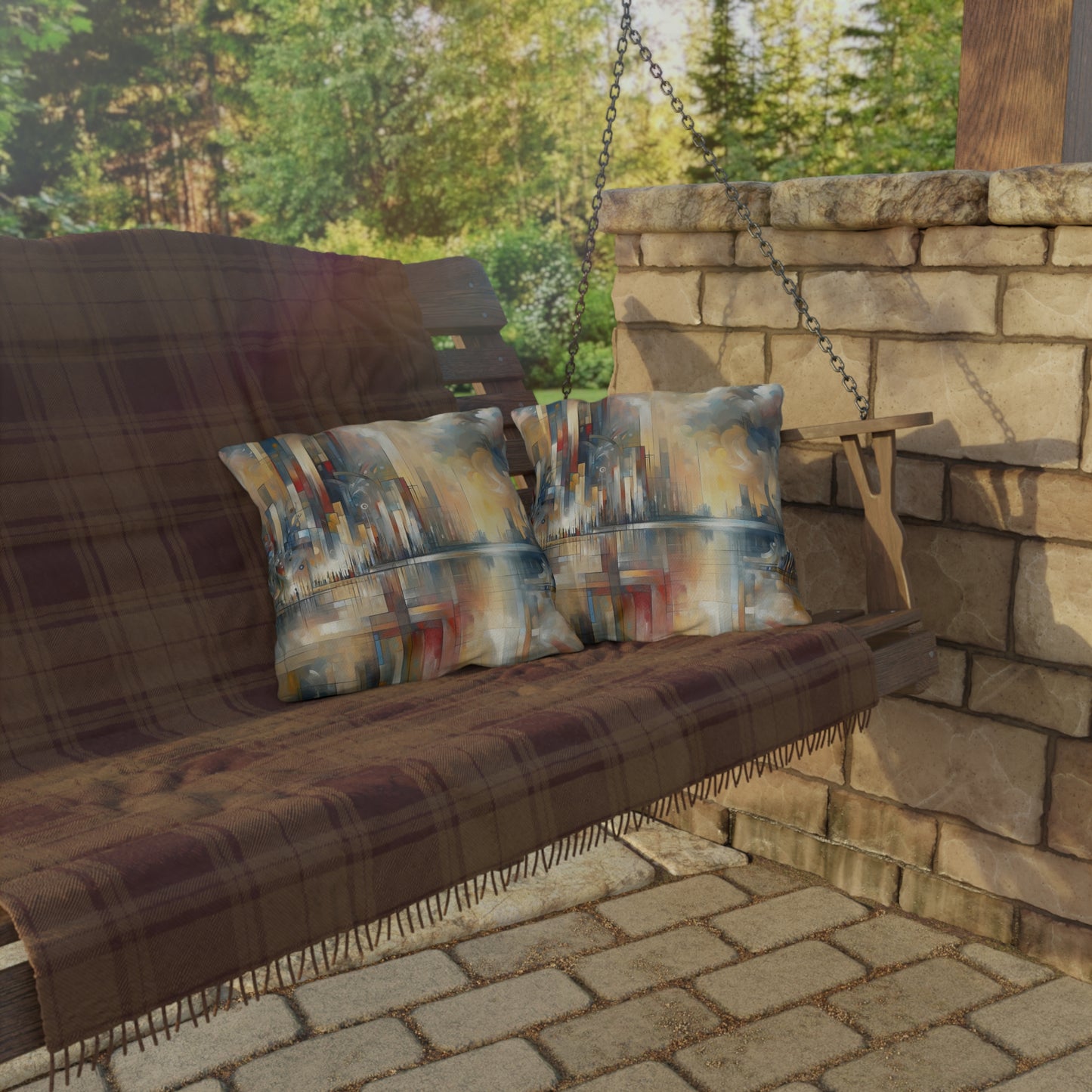 Abstract Buzzing Stillness Outdoor Pillows