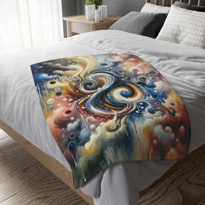Paradoxical Embrace Tachism Velveteen Microfiber Blanket (Two-sided print)