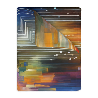 Abstract Technicolor Synthesis Velveteen Microfiber Blanket (Two-sided print)