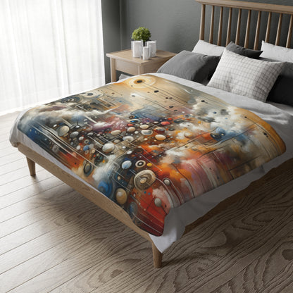 Abstract Mechanical Harmony Velveteen Microfiber Blanket (Two-sided print)