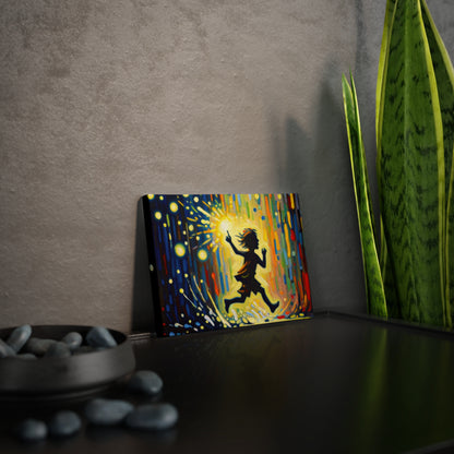 Child Firefly Chase Canvas Photo Tile