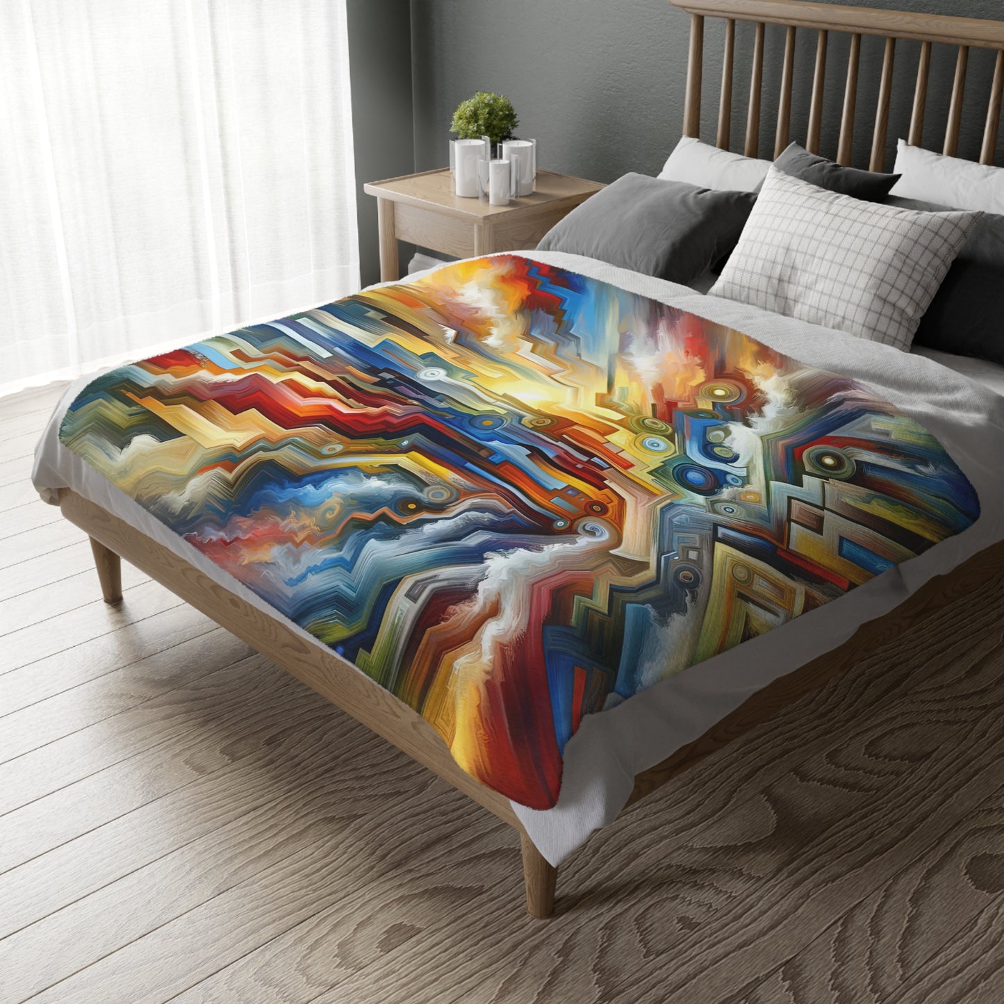 Unity Abstract Vibrancy Velveteen Microfiber Blanket (Two-sided print)