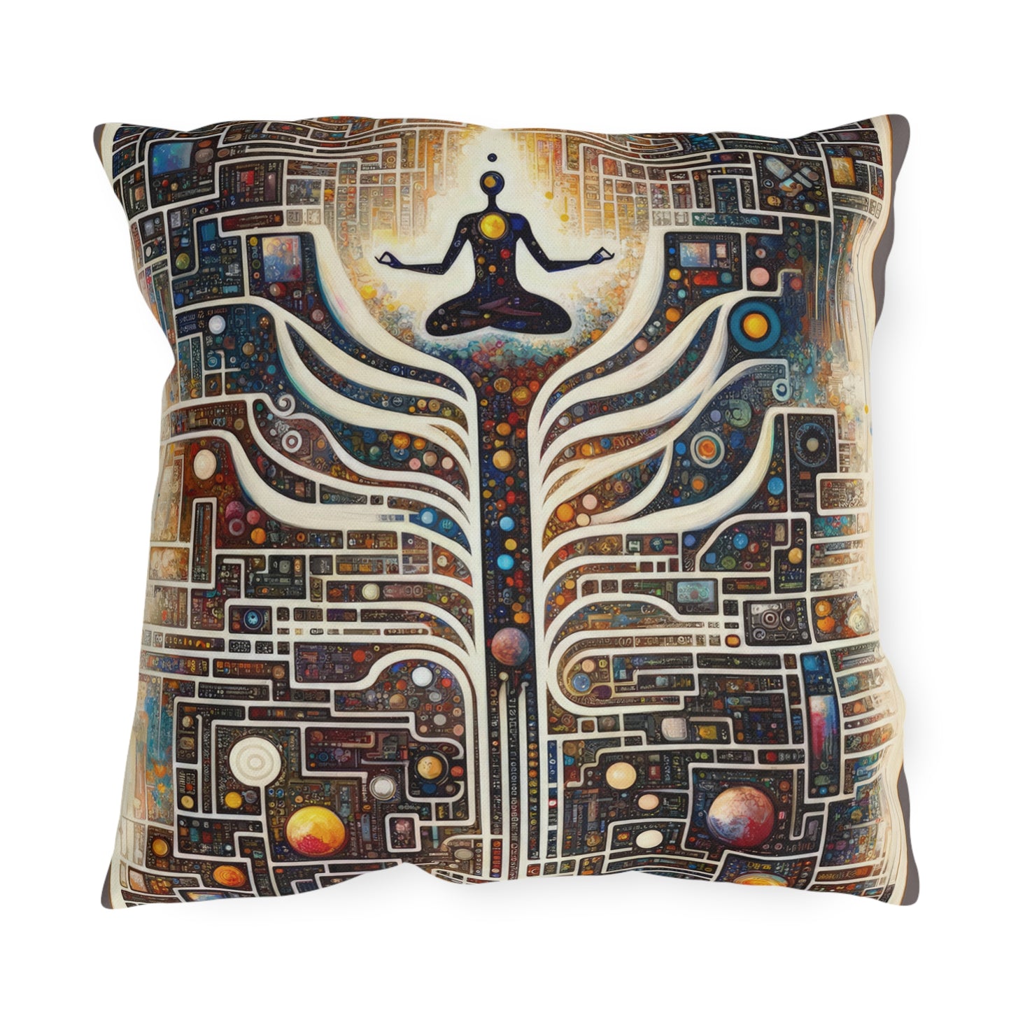 Syncing Silicon Spirituality Outdoor Pillows