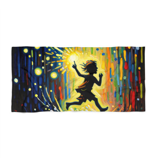 Child Firefly Chase Beach Towel