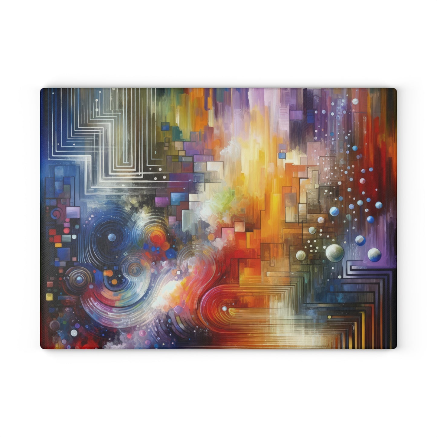 Abstract Technicolor Synthesis Glass Cutting Board