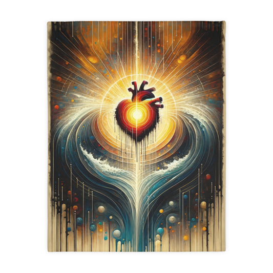 Awakened Heart Waves Velveteen Microfiber Blanket (Two-sided print)