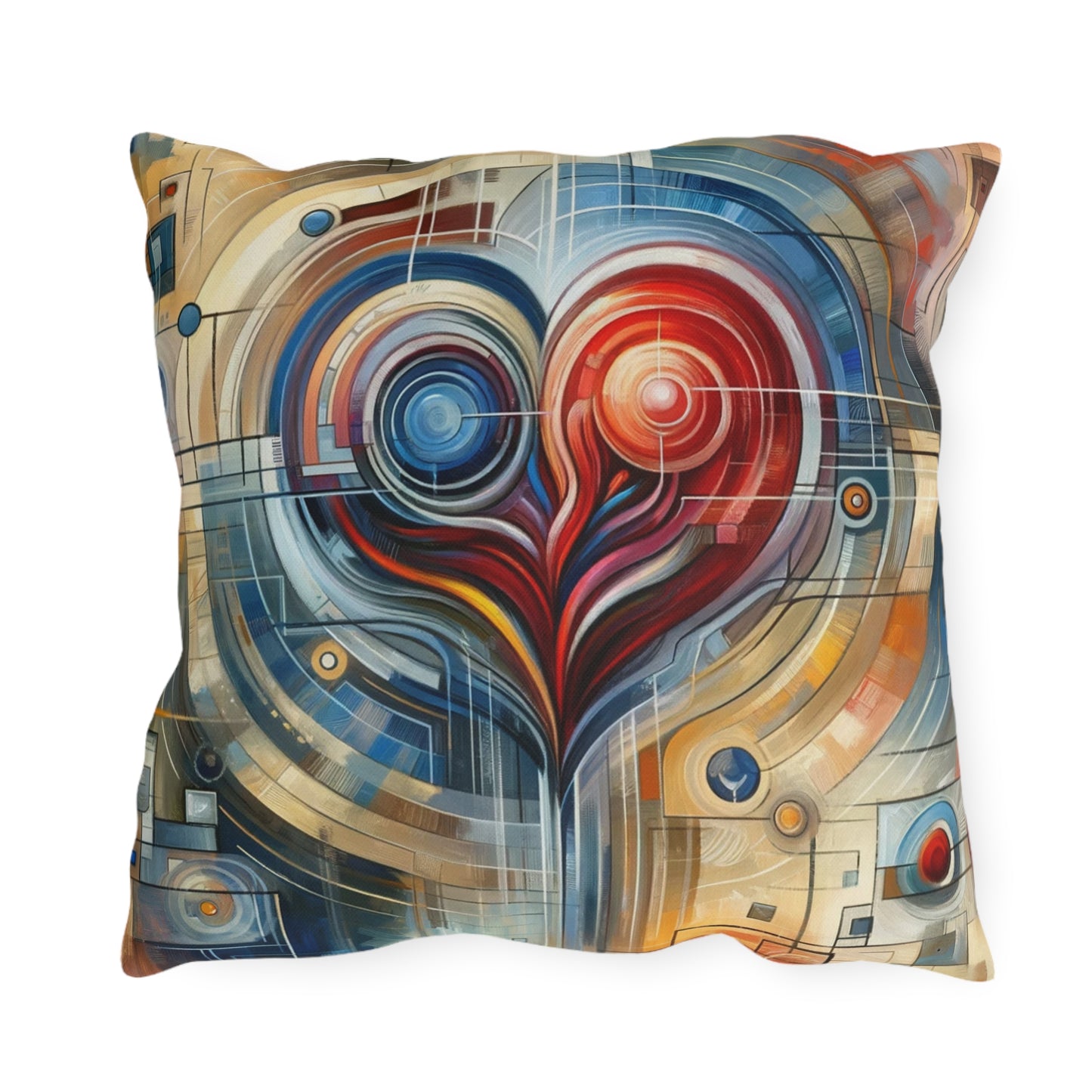 Techno Heart Harmony Outdoor Pillows