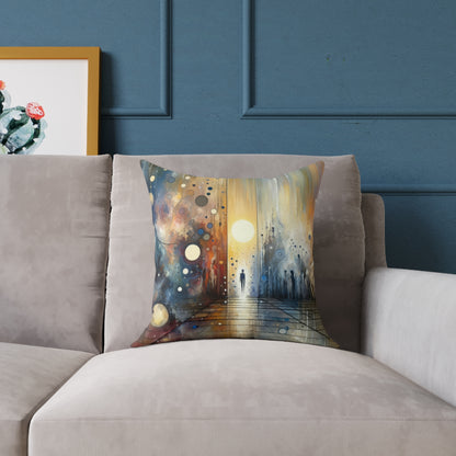 Stillness Transition Abstract Spun Polyester Pillow
