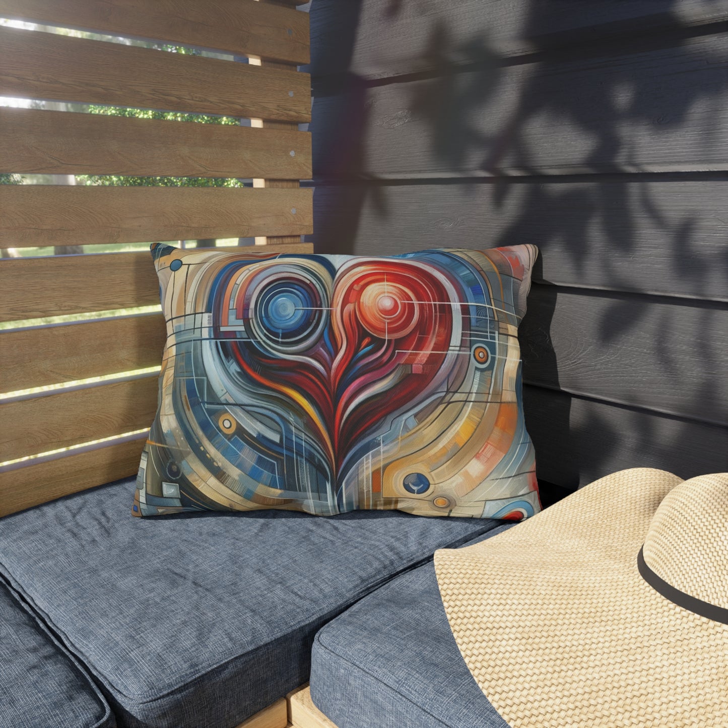 Techno Heart Harmony Outdoor Pillows
