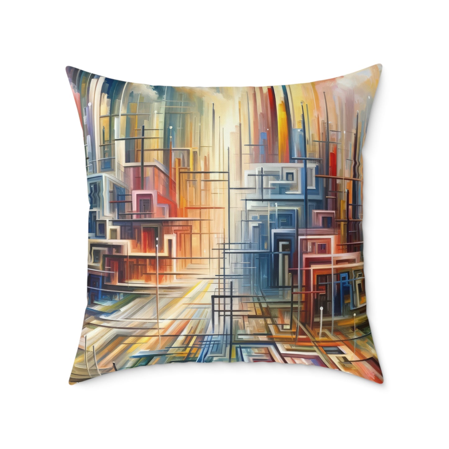 Urban Flow Interconnectedness Spun Polyester Pillow