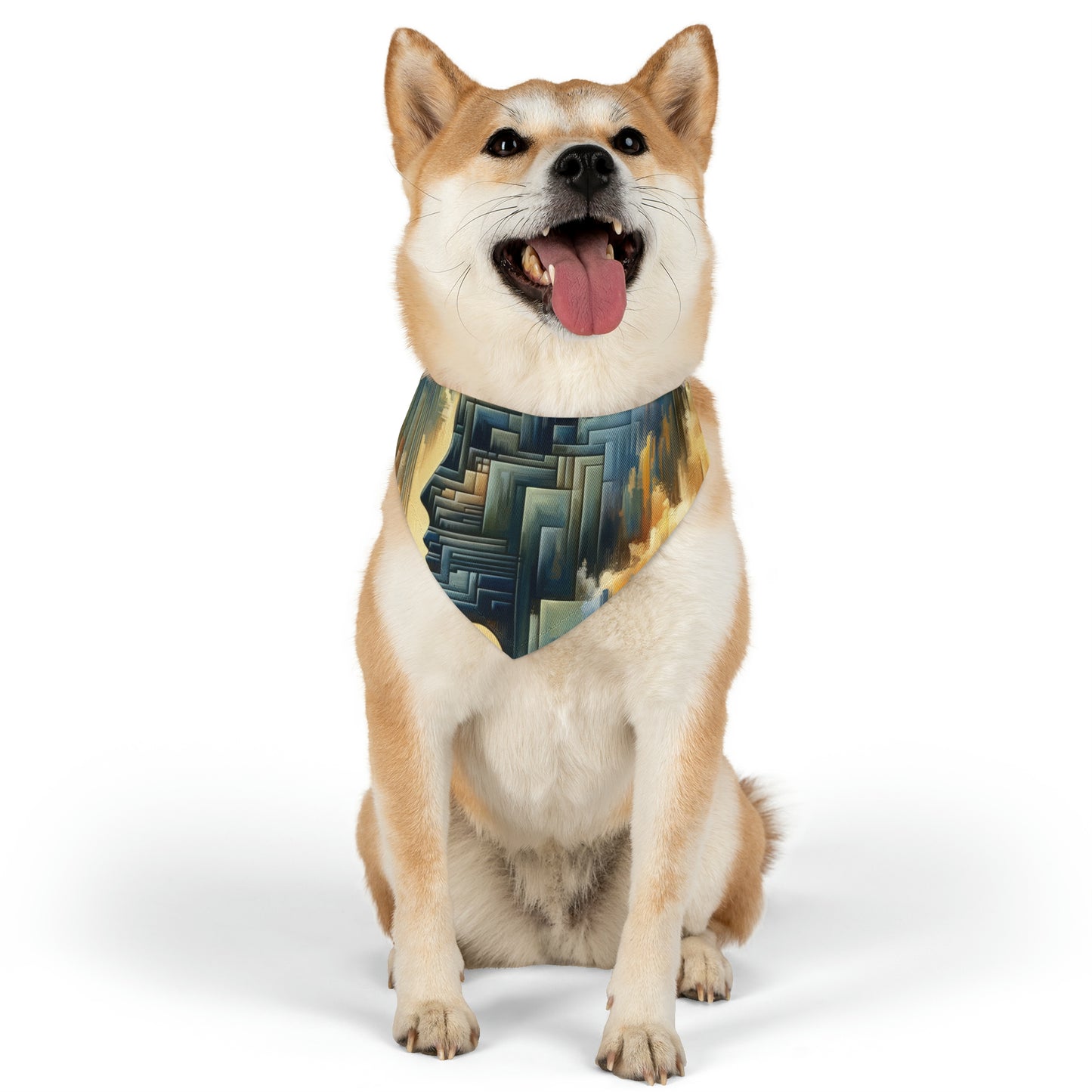 Abstract Geometric Boundaries Pet Bandana Collar