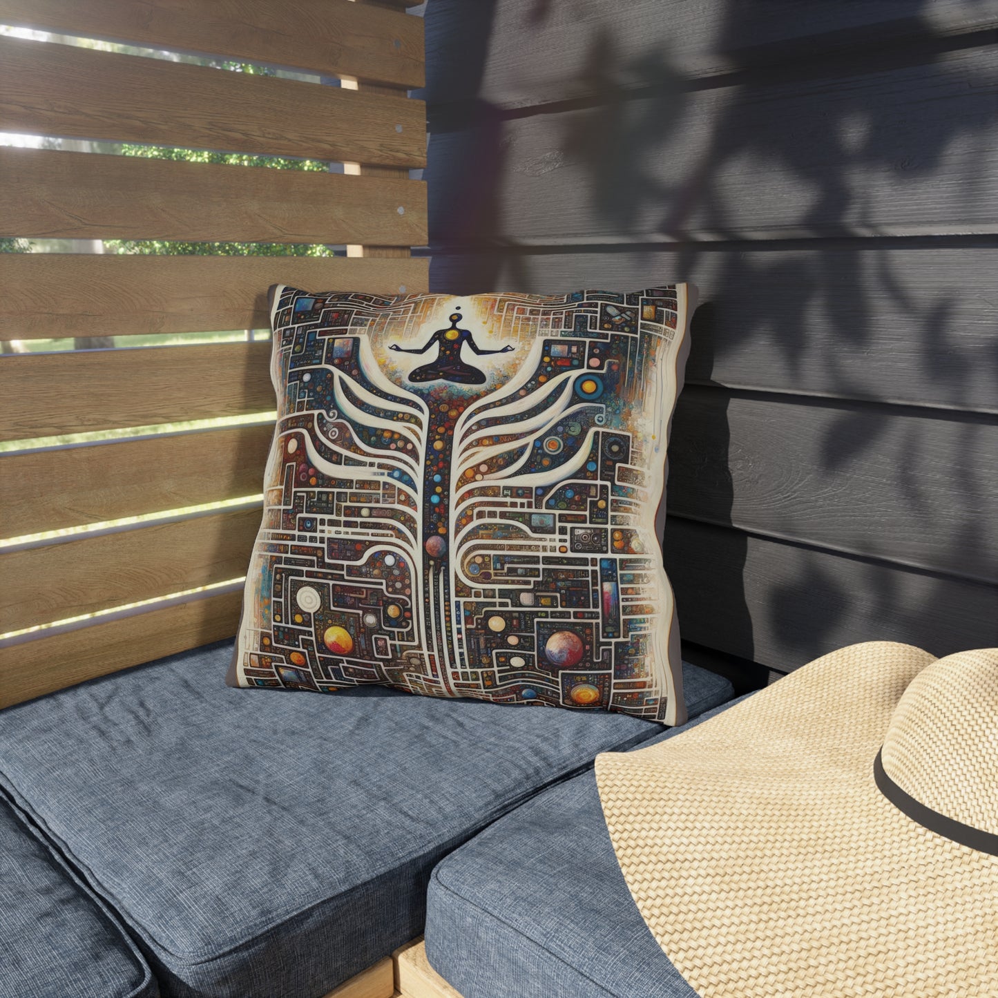 Syncing Silicon Spirituality Outdoor Pillows