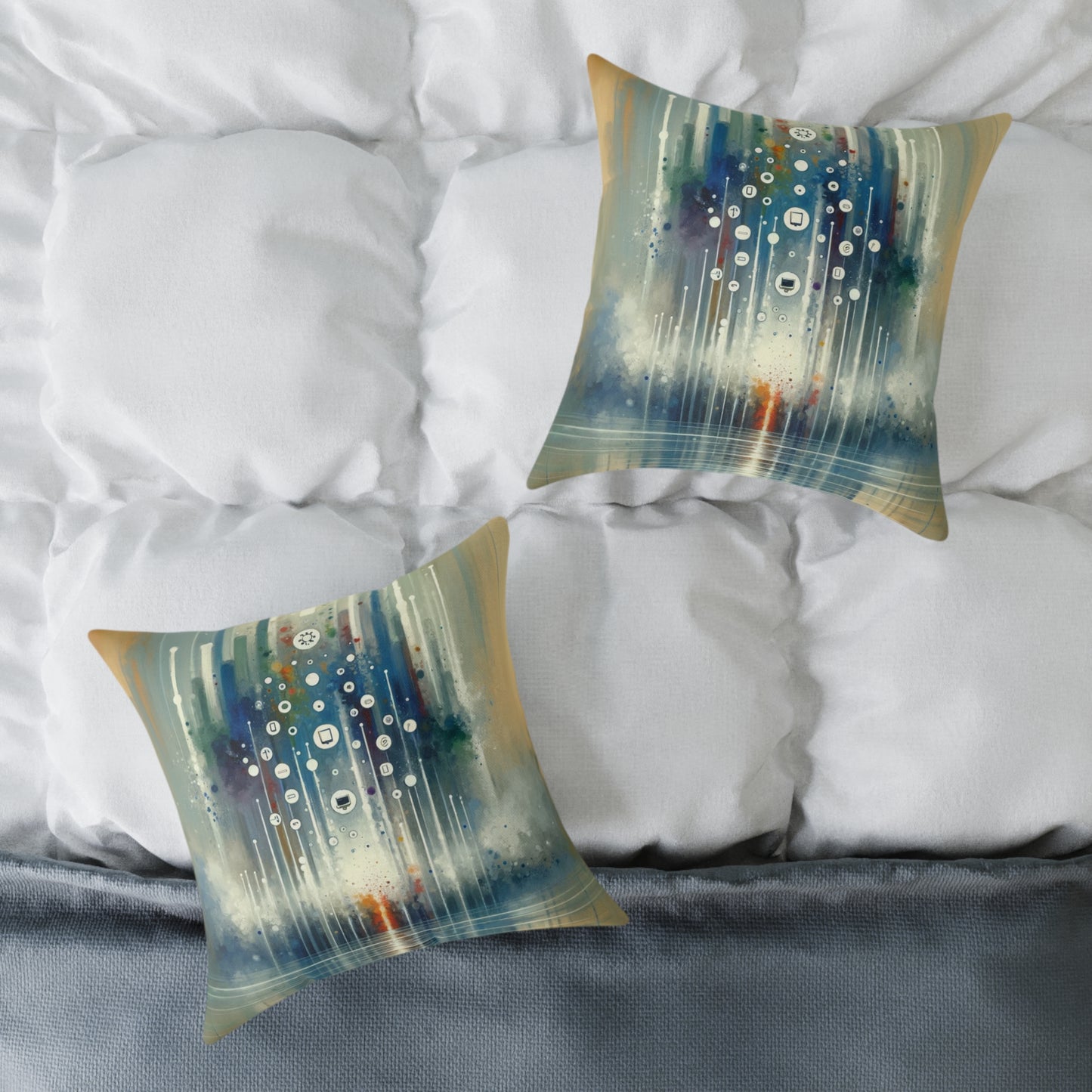 Tachism Digital Escape Spun Polyester Pillow