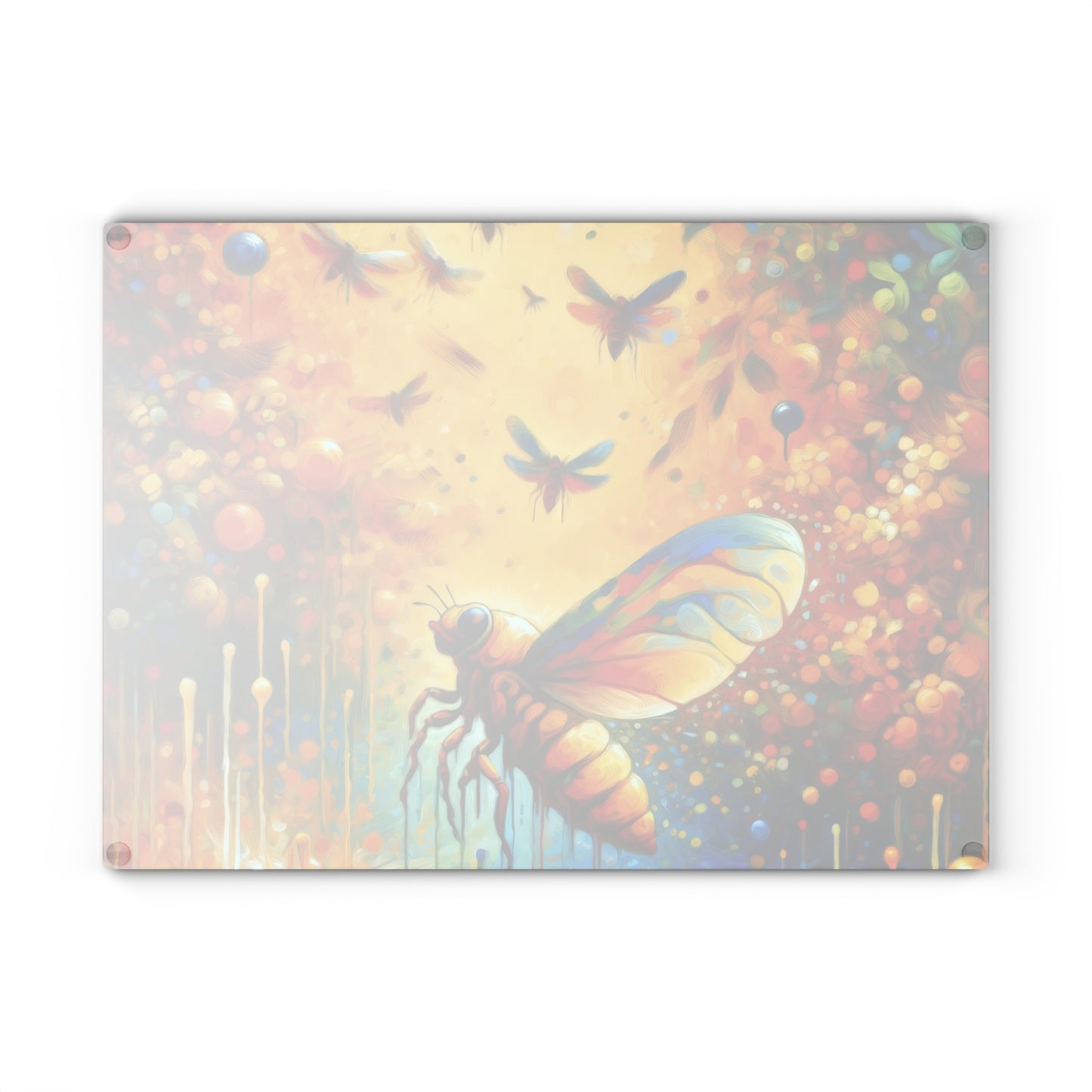 Seasonal Cicada Vibrance Glass Cutting Board