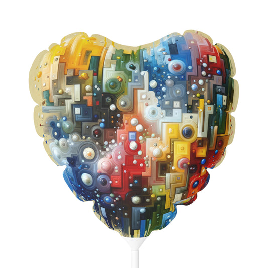 Connected Chromatic Tachism Balloon (Round and Heart-shaped), 11"