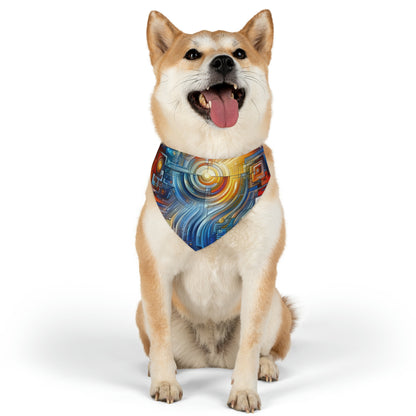 Digital Tachism Connectivity Pet Bandana Collar