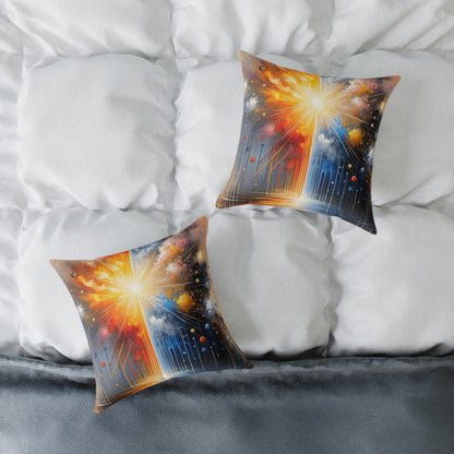 Luminous Abstract Tachism Spun Polyester Pillow