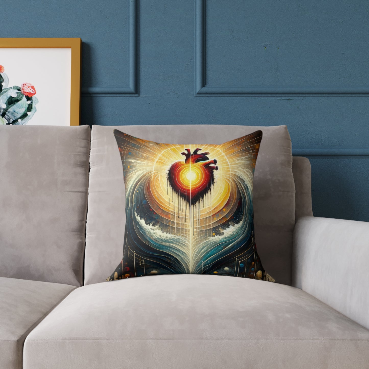Awakened Heart Waves Spun Polyester Pillow