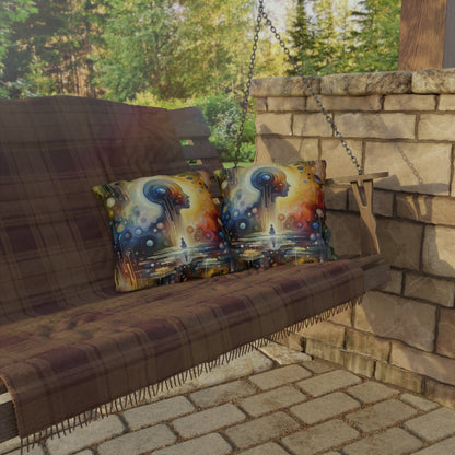Reflective Oneness Healing Outdoor Pillows