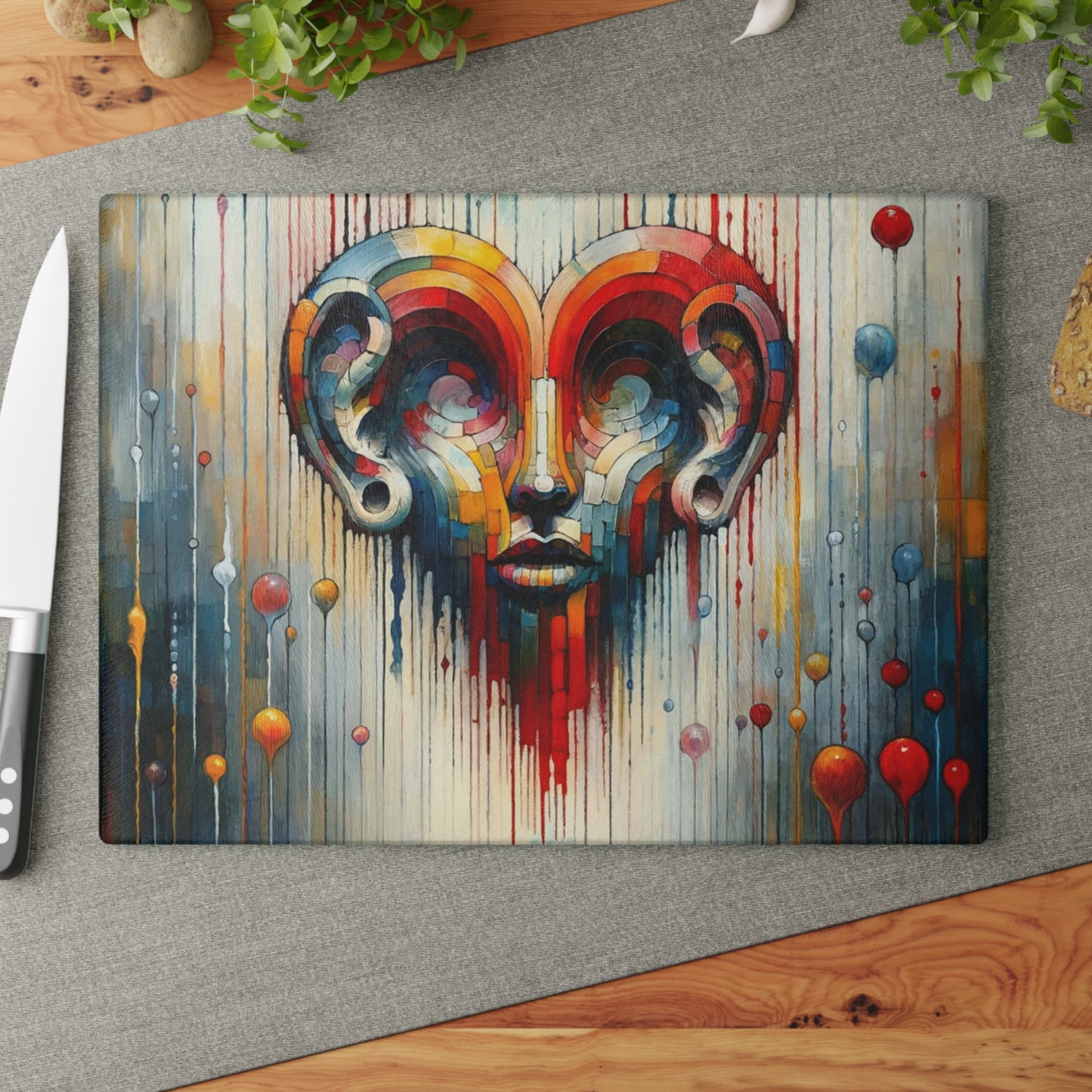 Ears Heart Expression Glass Cutting Board