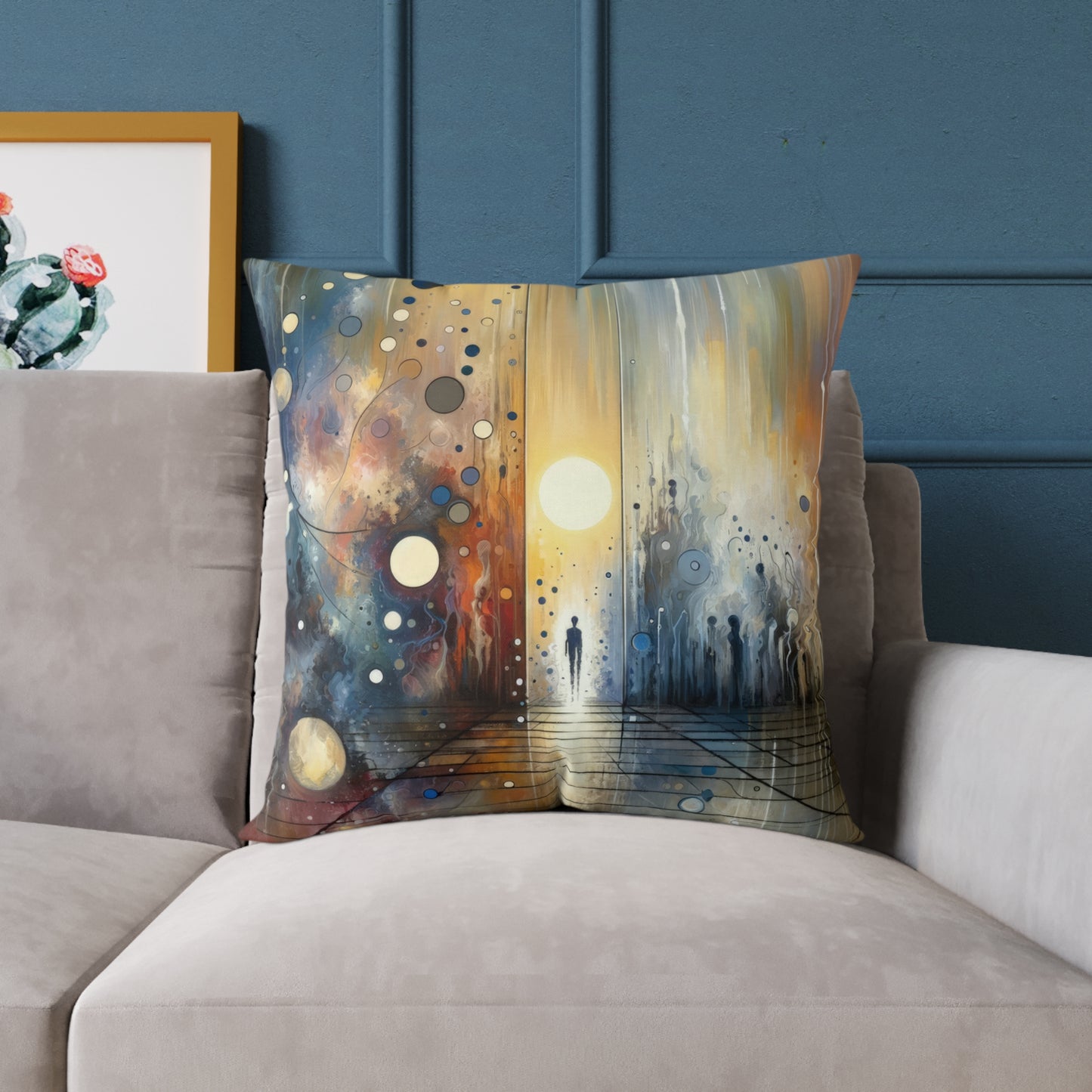 Stillness Transition Abstract Spun Polyester Pillow