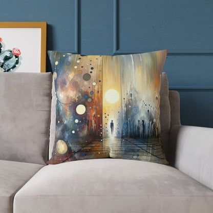 Stillness Transition Abstract Spun Polyester Pillow