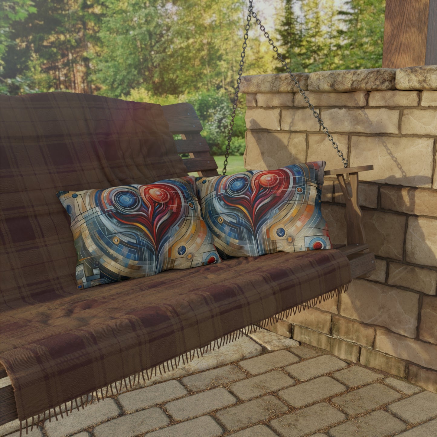 Techno Heart Harmony Outdoor Pillows