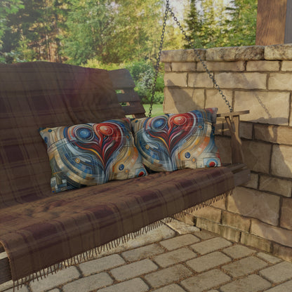 Techno Heart Harmony Outdoor Pillows