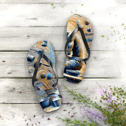 Meditative Kinetic Tachism Flip Flops