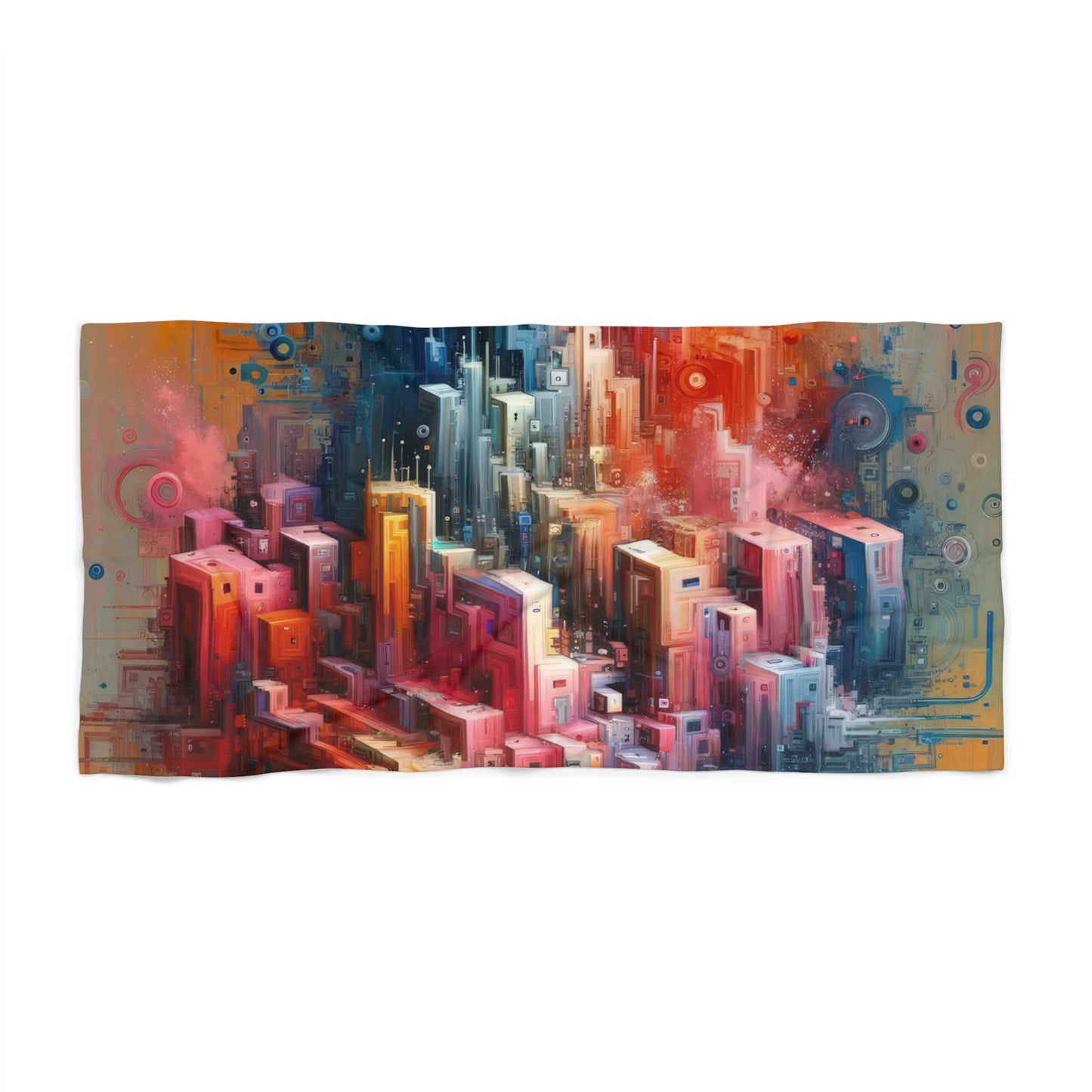 Digital Harmony Tachism Beach Towel