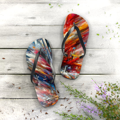 Digital Chaos Symphony Flip Flops