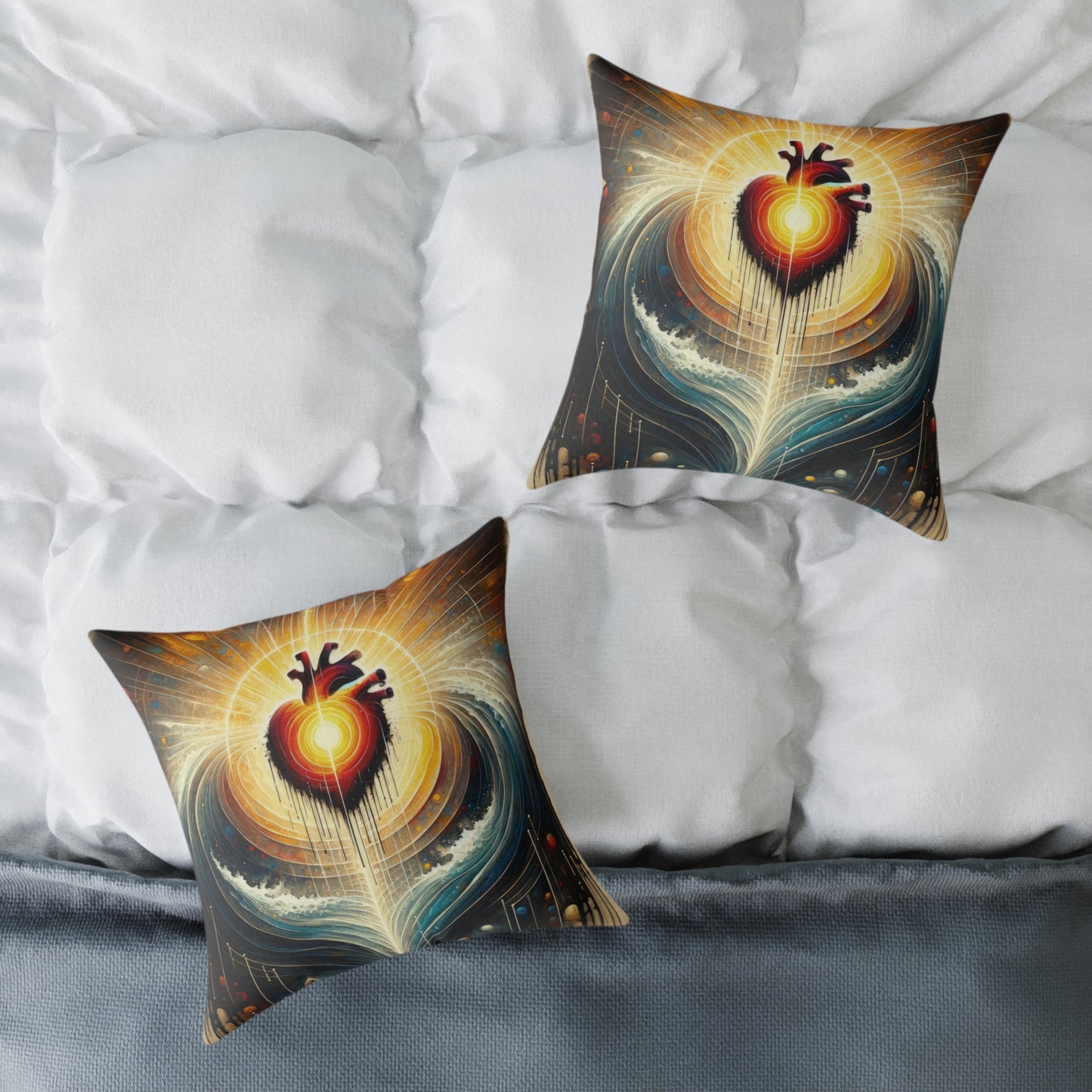 Awakened Heart Waves Spun Polyester Pillow