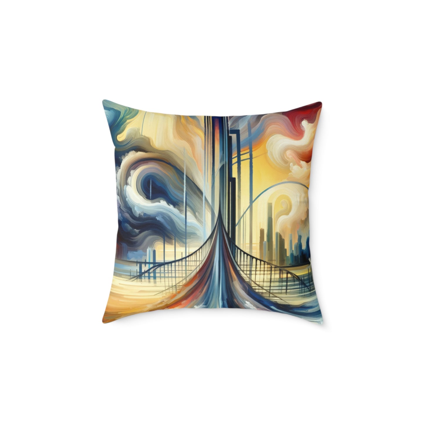 Conscious Bridge Tachism Spun Polyester Pillow