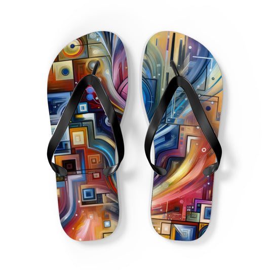 Digital Mindfulness Abstract Flip Flops