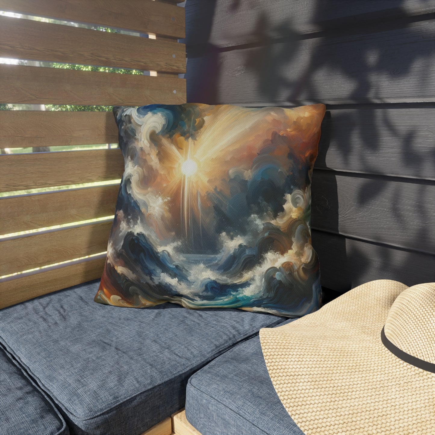 Tumultuous Sea Enlightenment Outdoor Pillows