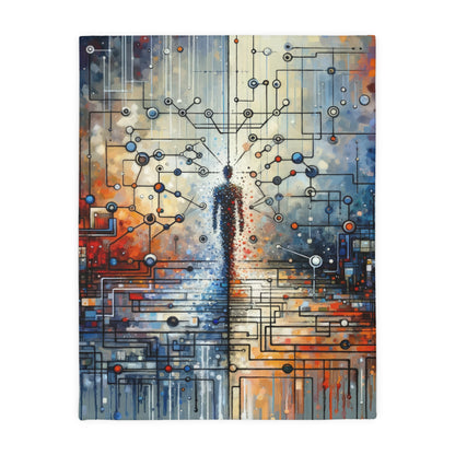 Technological Connectivity Bridge Velveteen Microfiber Blanket (Two-sided print)