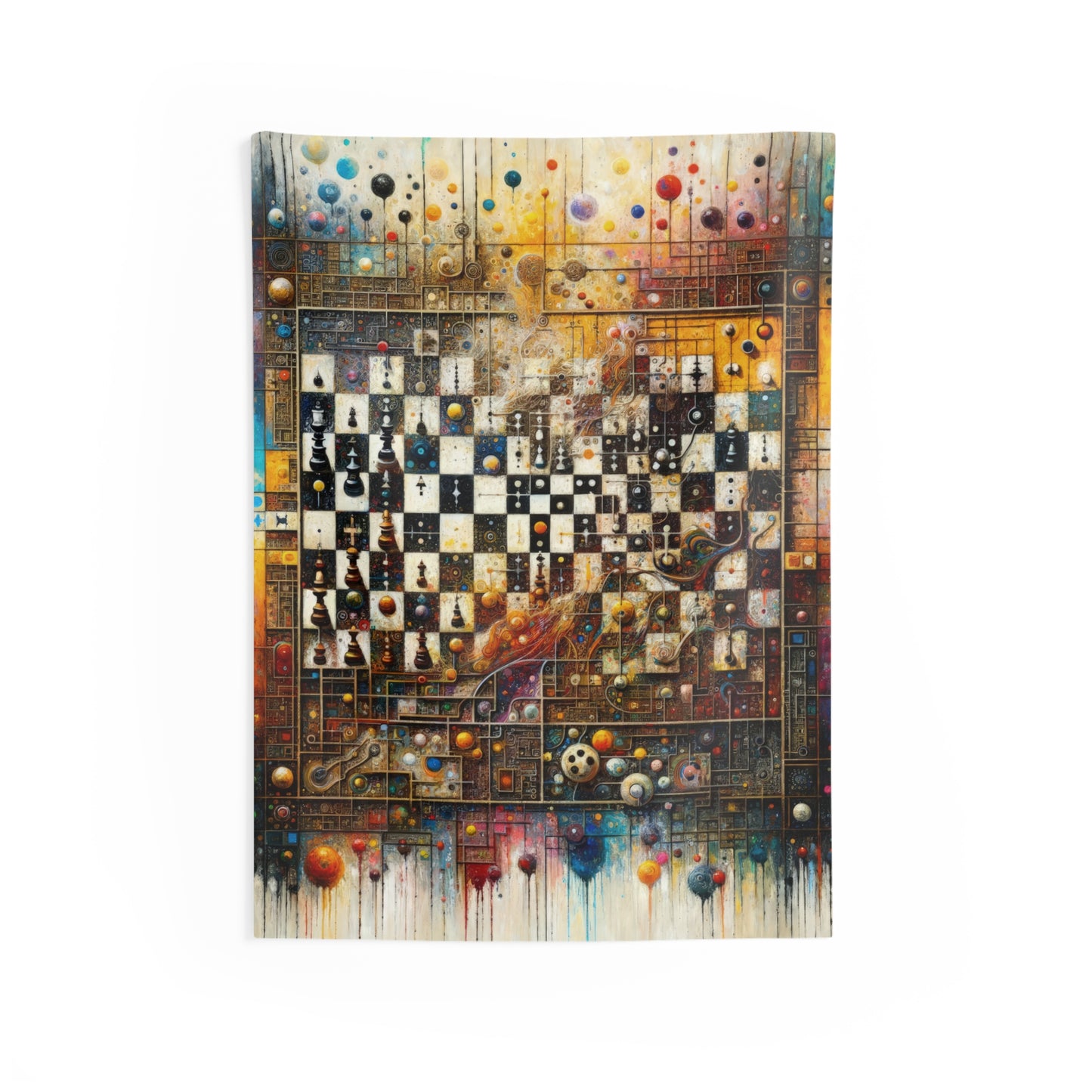 Cosmic Chess Integration Indoor Wall Tapestries