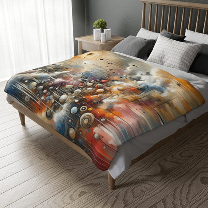 Abstract Mechanical Harmony Velveteen Microfiber Blanket (Two-sided print)