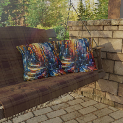 Symphonic Glass Resonance Outdoor Pillows