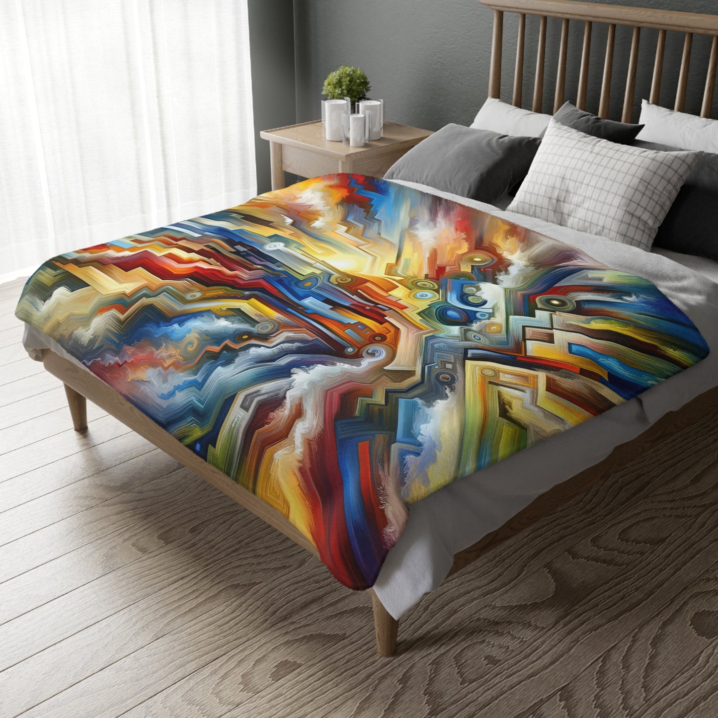 Unity Abstract Vibrancy Velveteen Microfiber Blanket (Two-sided print)
