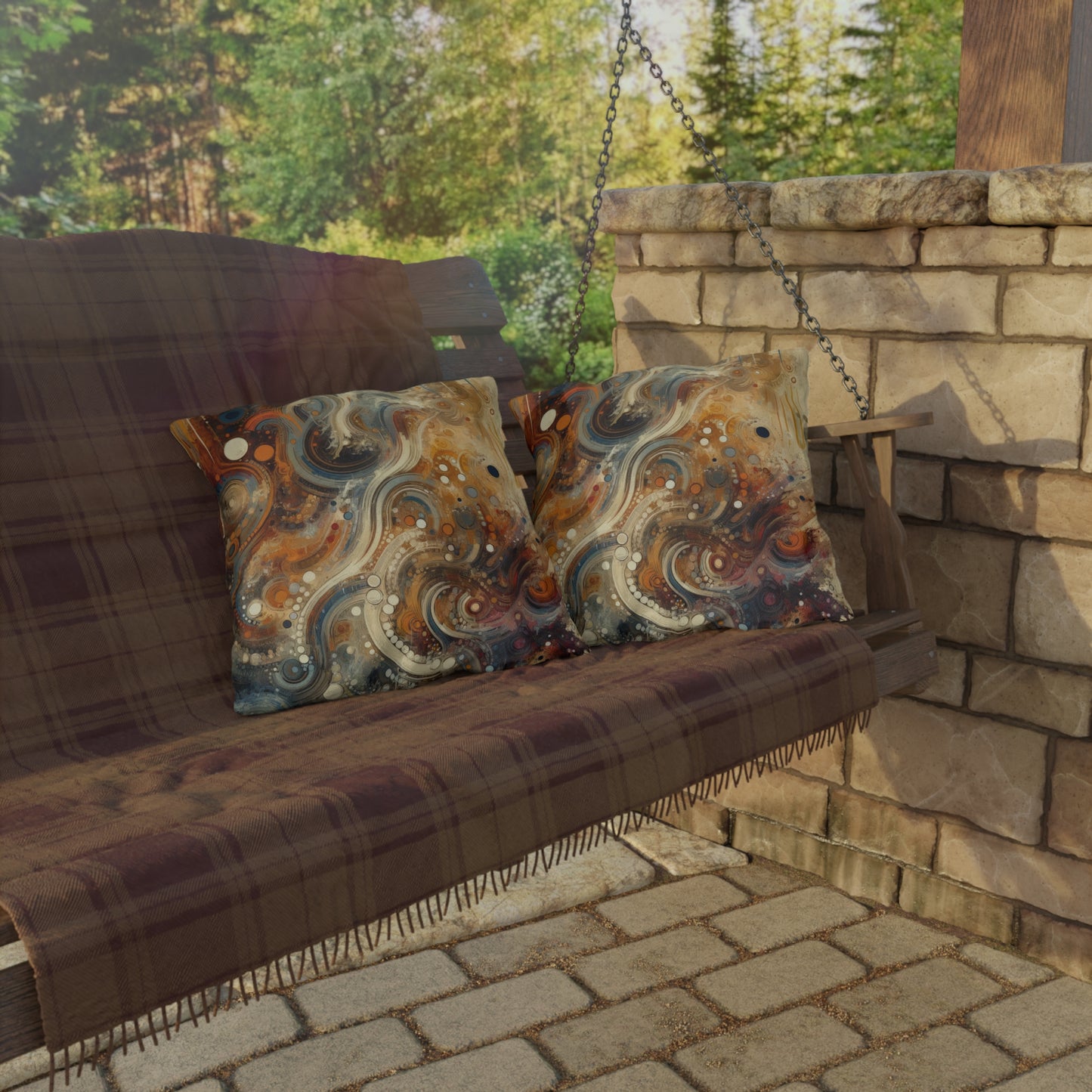 Dynamic Cultural Mosaic Outdoor Pillows