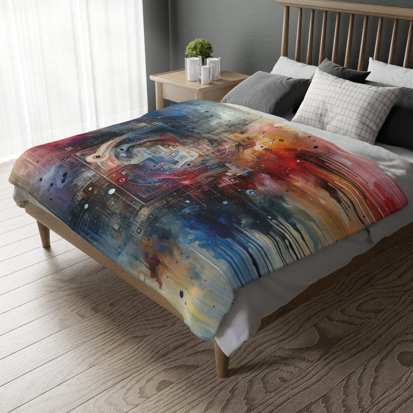 Awareness Algorithm Tachism Velveteen Microfiber Blanket (Two-sided print)