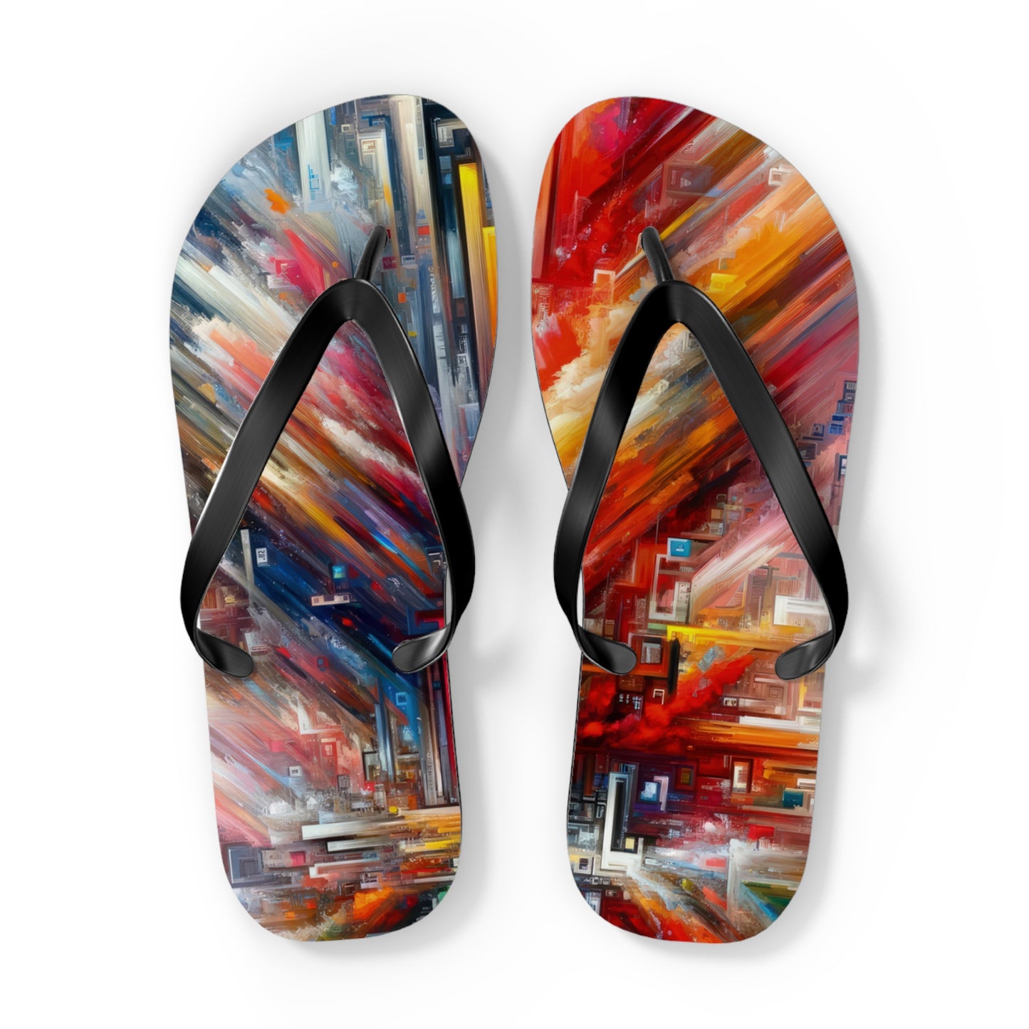 Digital Chaos Symphony Flip Flops