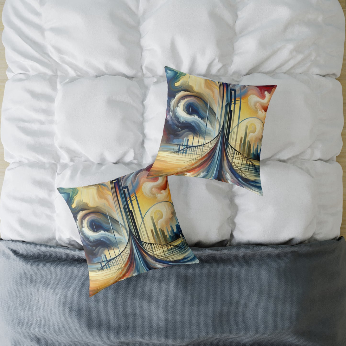 Conscious Bridge Tachism Spun Polyester Pillow