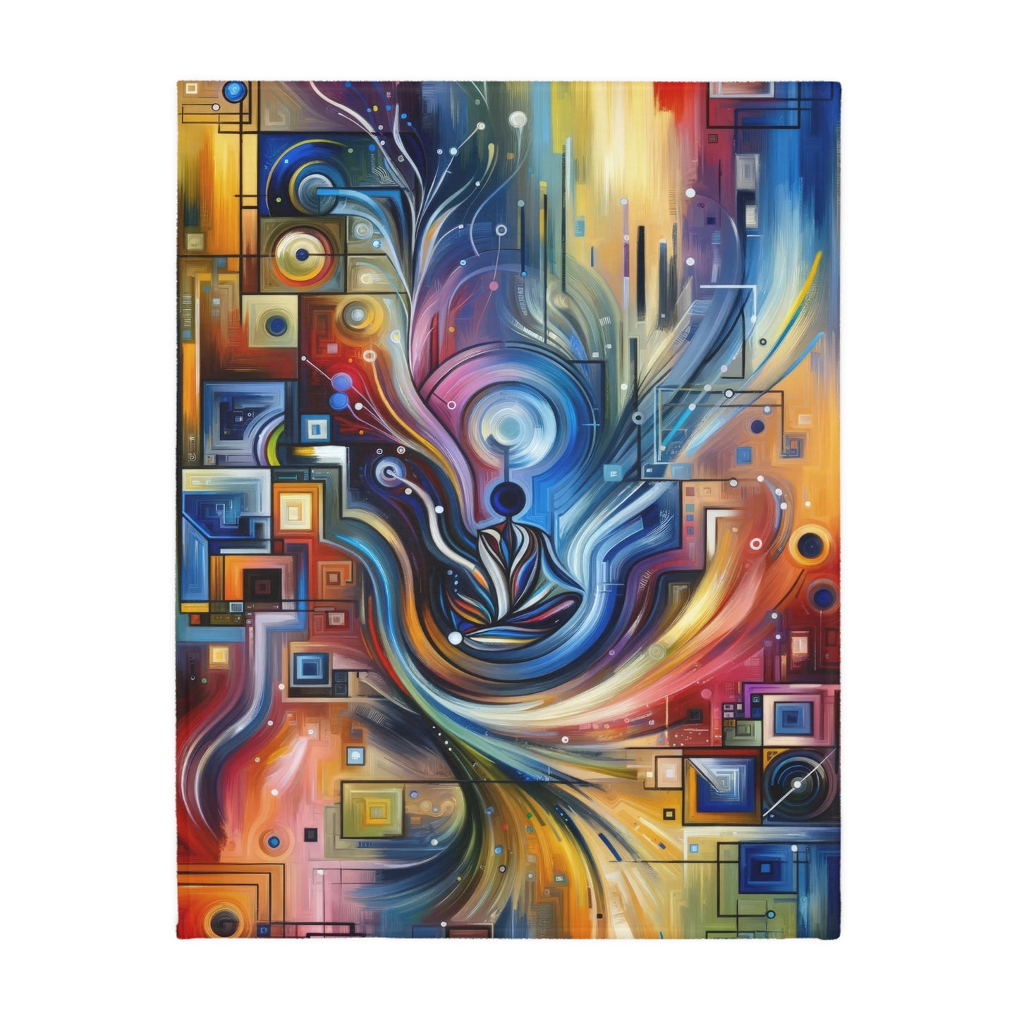 Digital Mindfulness Abstract Velveteen Microfiber Blanket (Two-sided print)