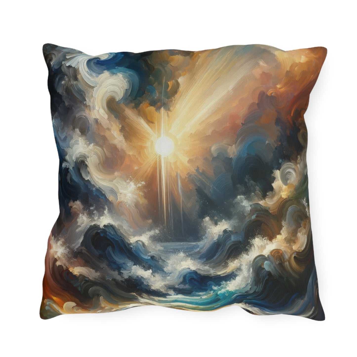 Tumultuous Sea Enlightenment Outdoor Pillows
