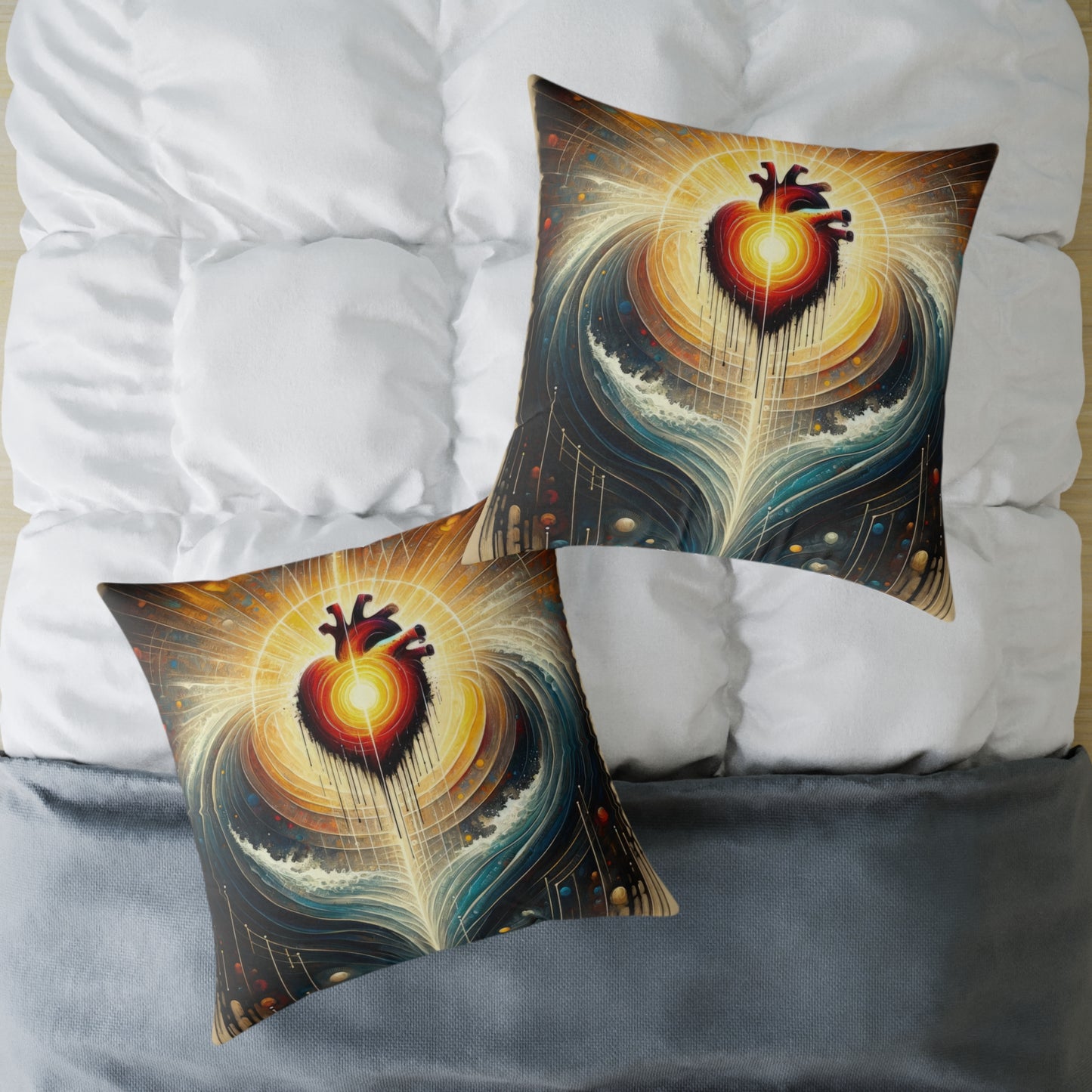 Awakened Heart Waves Spun Polyester Pillow