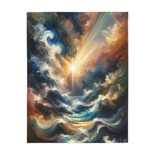 Tumultuous Sea Enlightenment Velveteen Microfiber Blanket (Two-sided print)