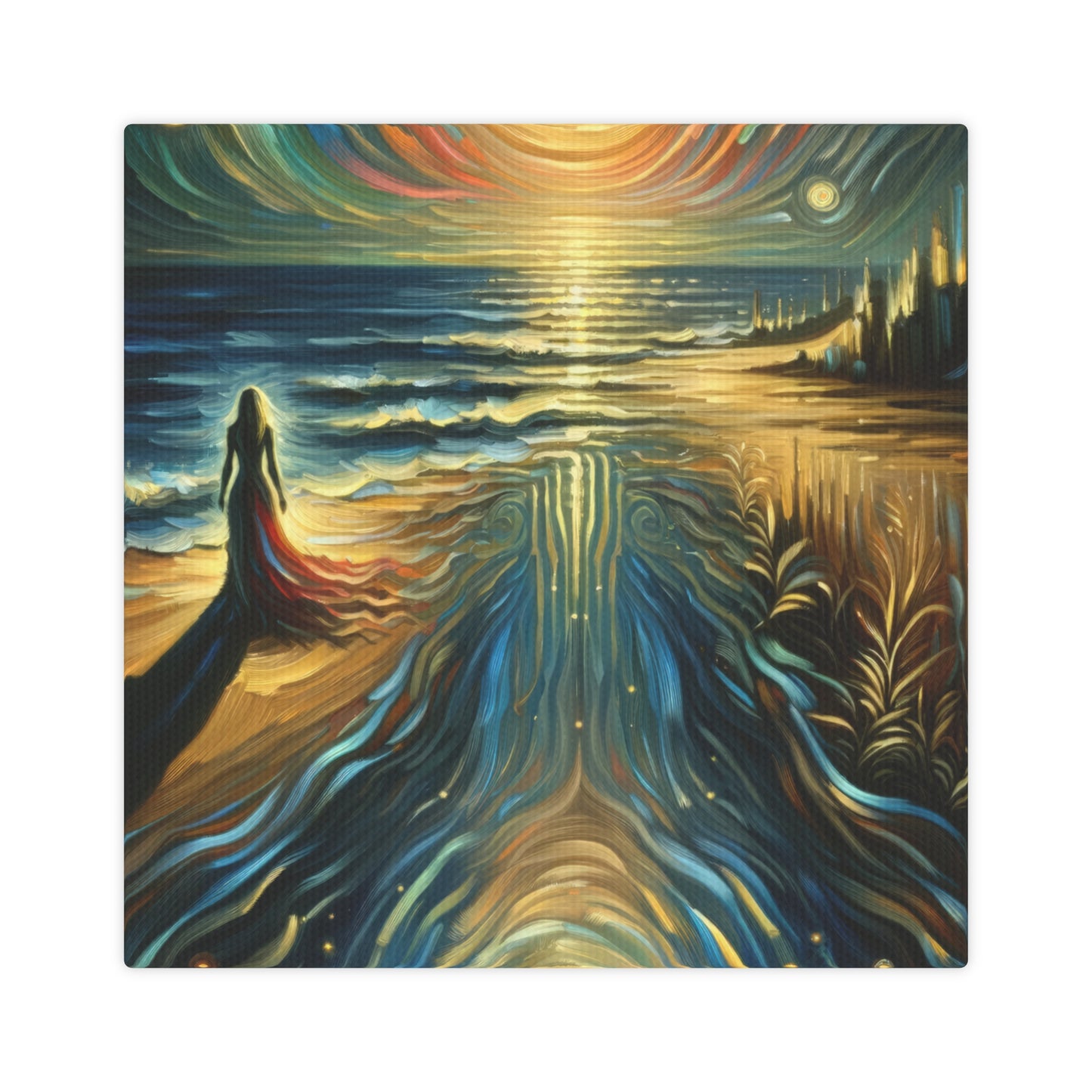 Solitary Evening Departure Canvas Photo Tile